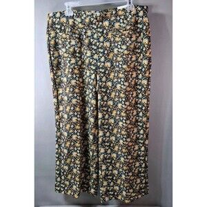 Haver + Blair London Floral Wide Leg Sailor Pants Brass Button Boho Academia XL